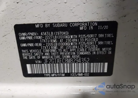 2021 Subaru Crosstrek Premium from USA, damaged, VIN JF2GTAEC8M8294352